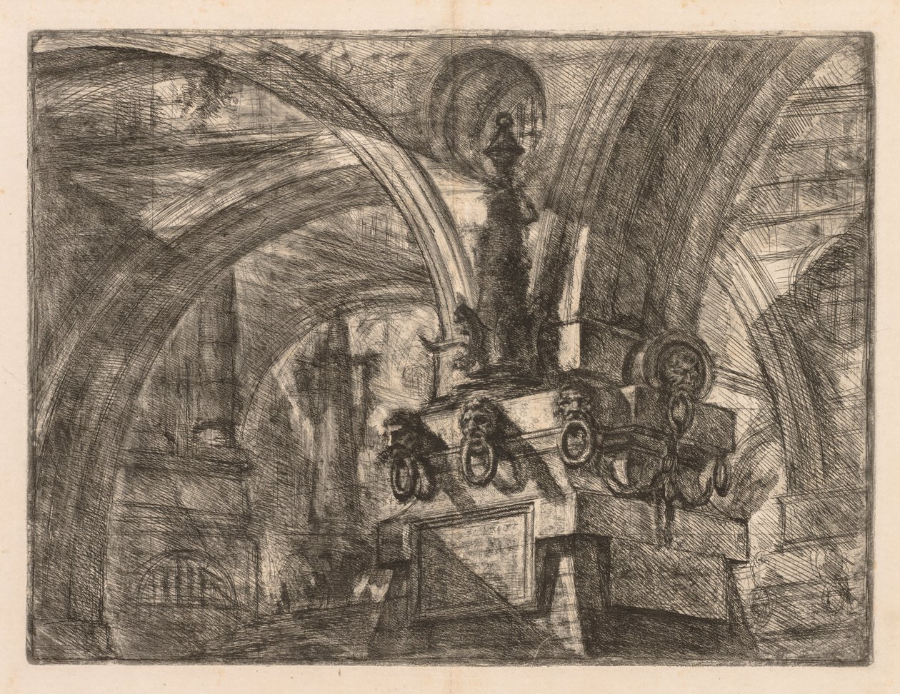 As prisões: arcos redondos saltando de uma coluna quadrada, 1745-1750. de Giovanni Battista Piranesi