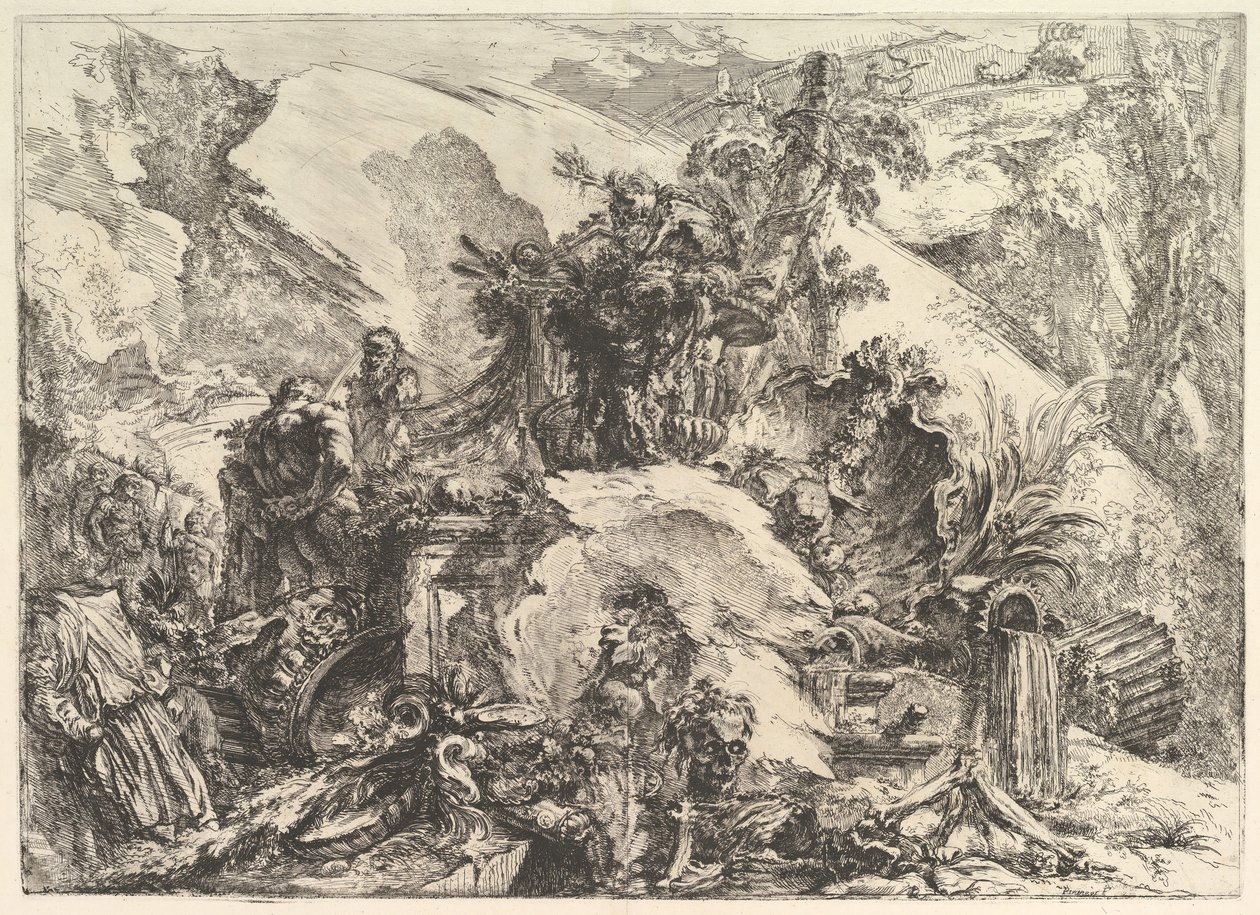 Os esqueletos, de Grotteschi Grotesques, ca. 1748 de Giovanni Battista Piranesi