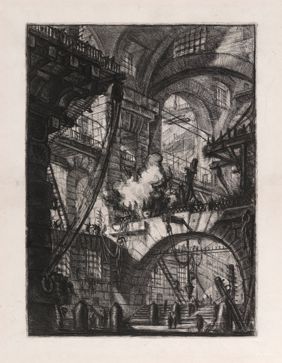 The Smoking Fire, placa 6 de Carceri d de Giovanni Battista Piranesi