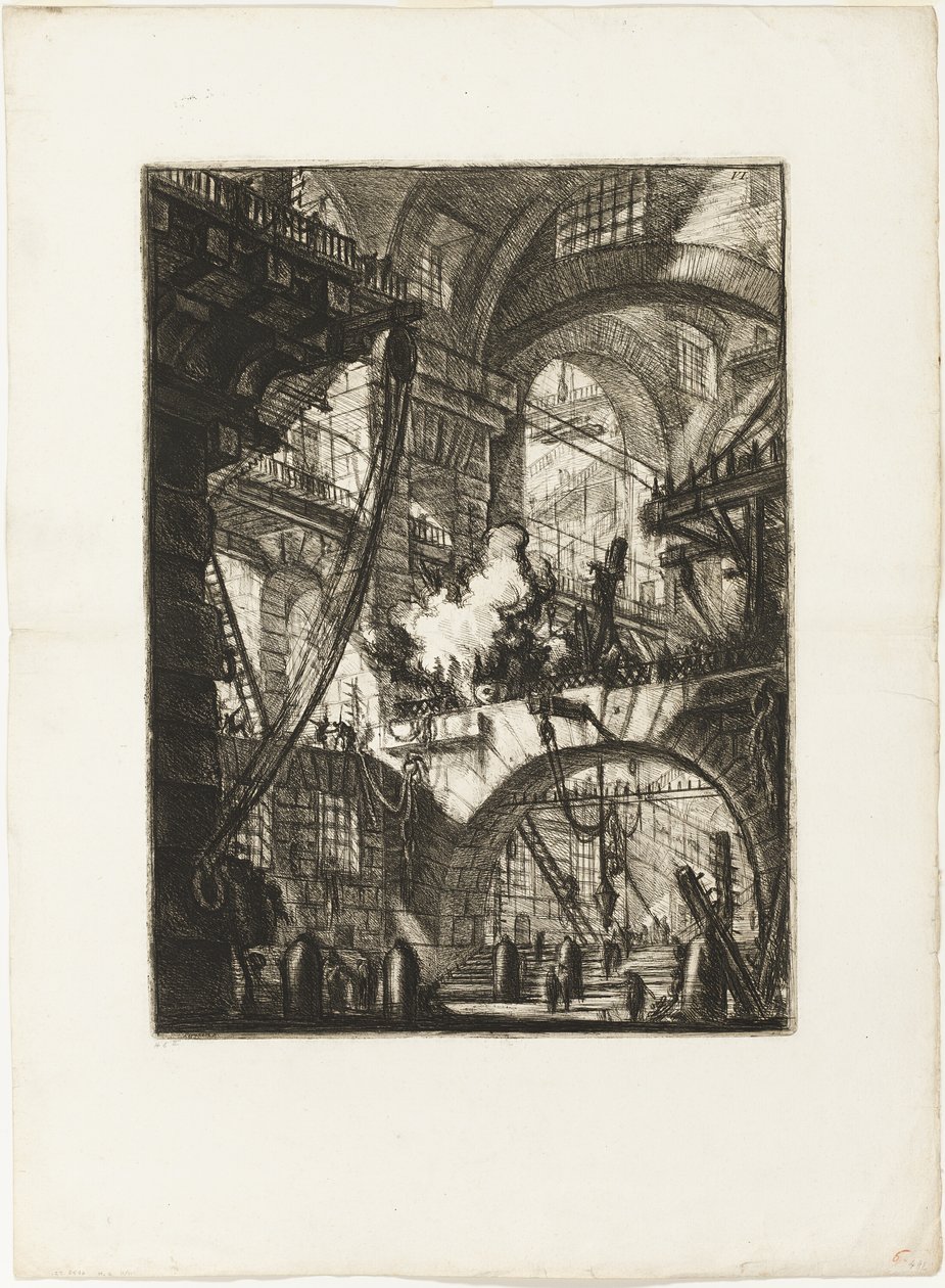 The Smoking Fire, placa 6 de Prisões Imaginárias de Giovanni Battista Piranesi