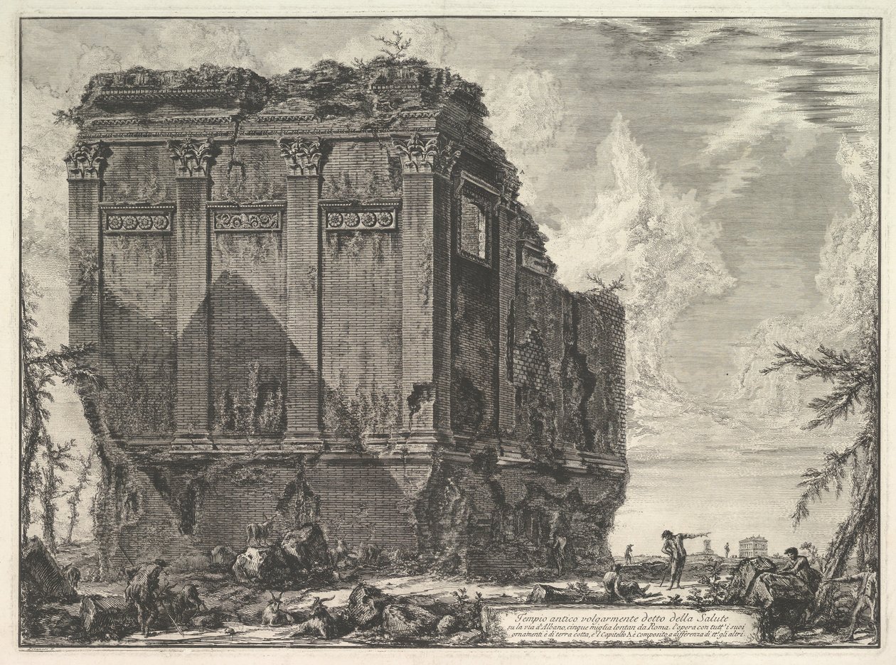 O chamado Templo de Salus, no caminho para o antigo templo de Albano, comumente chamado ..., ca. 1763 de Giovanni Battista Piranesi
