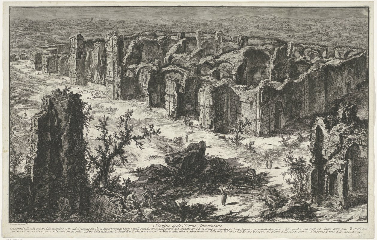 Thermen van Caracalla te Rome
Ruínas dos Banhos Antoninos (título sobre o objecto)
Gezichten op Rome (título da série)
Vistas de Roma desenhadas e gravadas pelo arquitecto Giambattista Piranesi Ve(nez)iano (título da série) de Giovanni Battista Piranesi