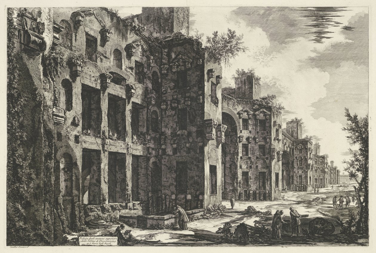 Thermen de Diocleciano te Roma Vista dos restos superiores das Termas de Diocleciano em S. Maria degli Angeli (título no objeto) Gezichten op Rome (título da série) Vistas de Roma projetadas e gravadas pelo arquiteto Giambattista Piranesi Ve (nez) iano (se de Giovanni Battista Piranesi