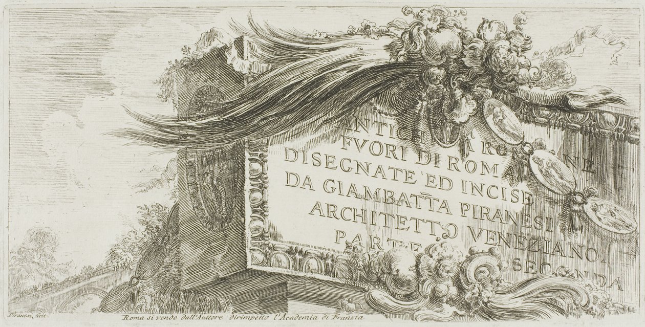 Página de título: Antiguidades romanas fora de Roma desenhadas e gravadas por Giambat