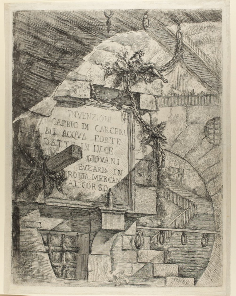 Página de título de prisões imaginárias de Giovanni Battista Piranesi