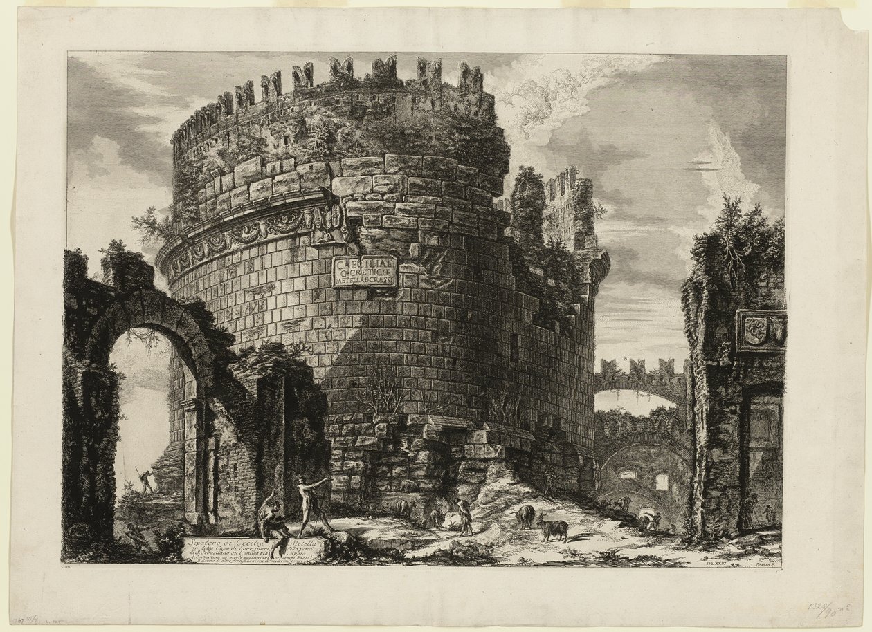Túmulo de Cecília Metela, de Vistas de Roma de Giovanni Battista Piranesi