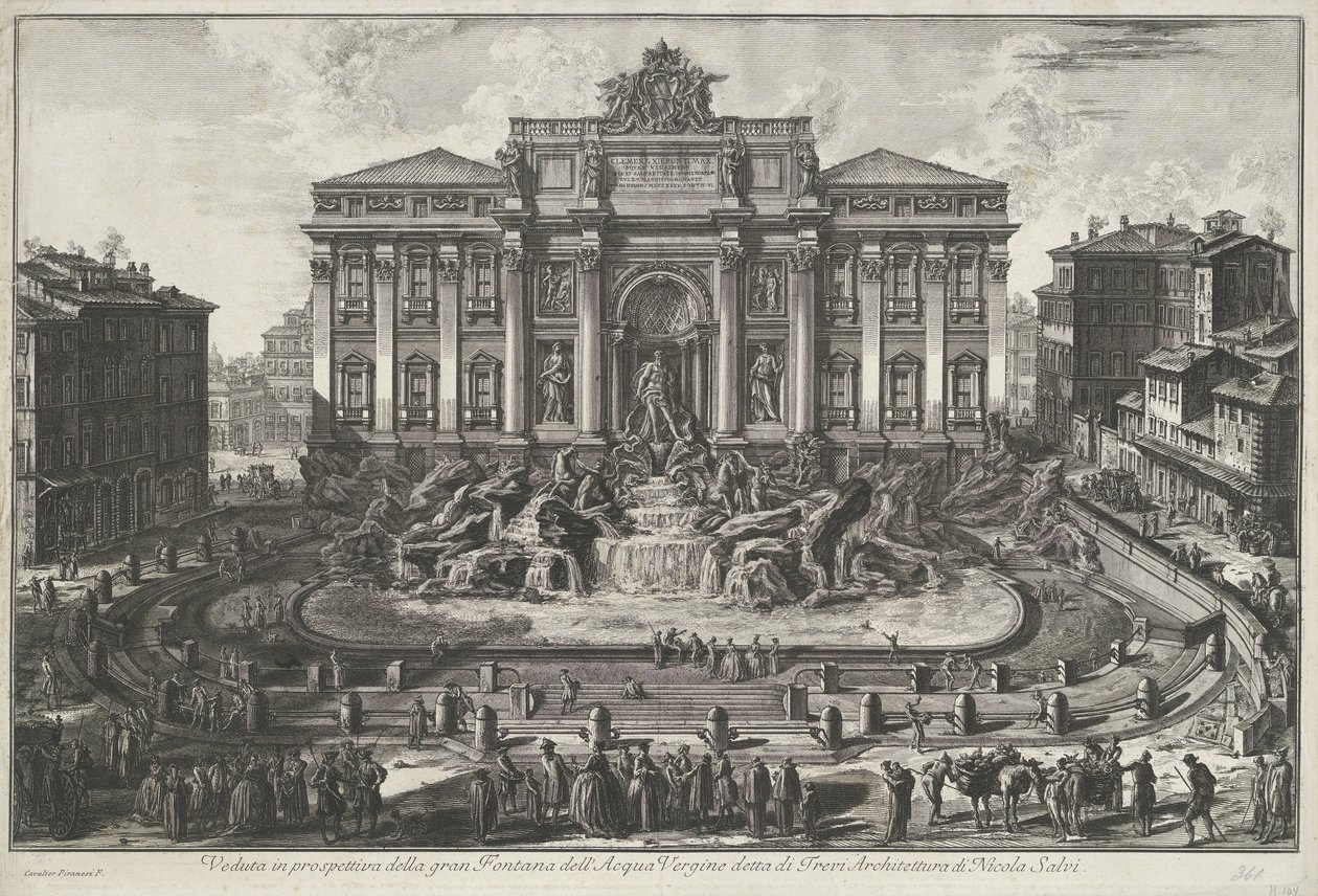 Trevifontein te Roma Vista em perspectiva da grande Fontana dell