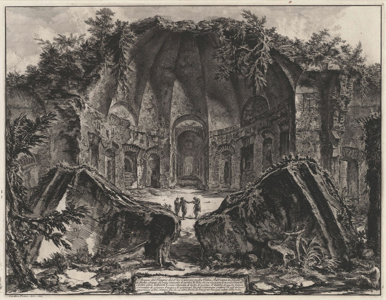 Ruínas do Canopo na Vila de Adriano em Tivoli (de: Vedute di Roma) de Giovanni Battista Piranesi
