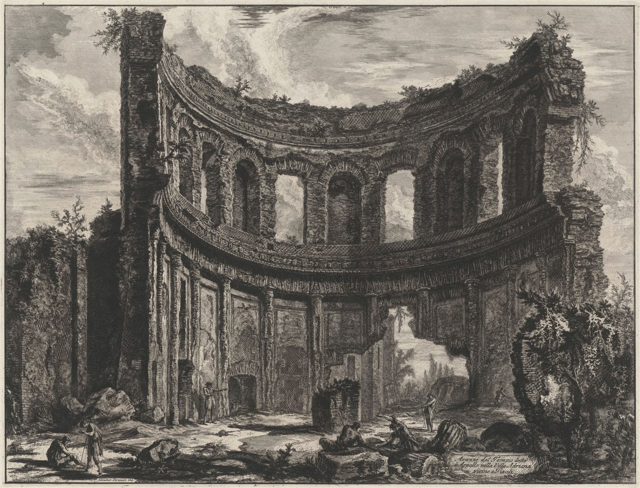 Ruínas do chamado Templo de Apolo na Villa Adriana perto de Tivoli (de: Vedute di Roma) de Giovanni Battista Piranesi
