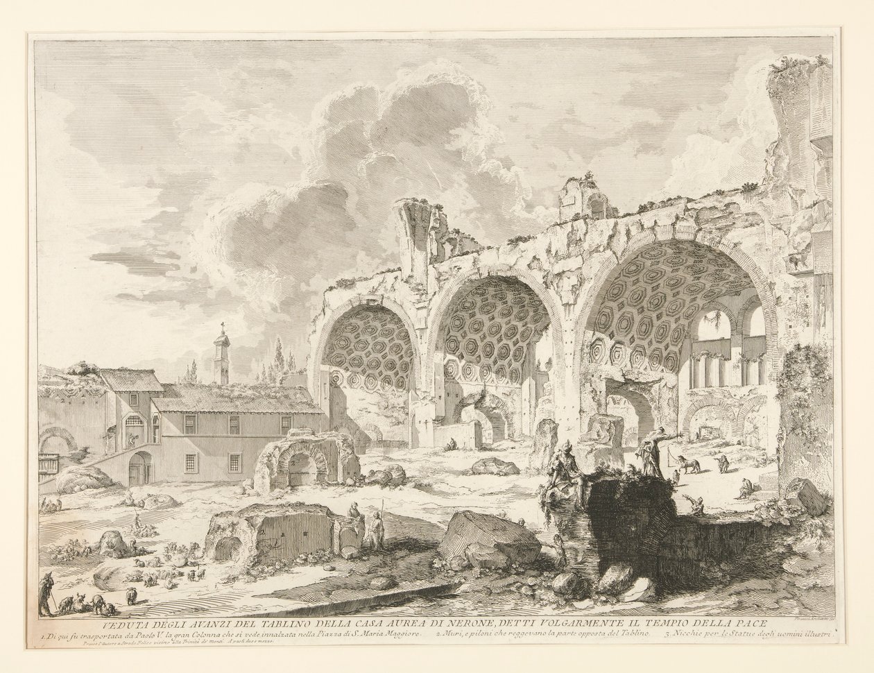 Vista dos restos da sala de jantar de Nero de Giovanni Battista Piranesi