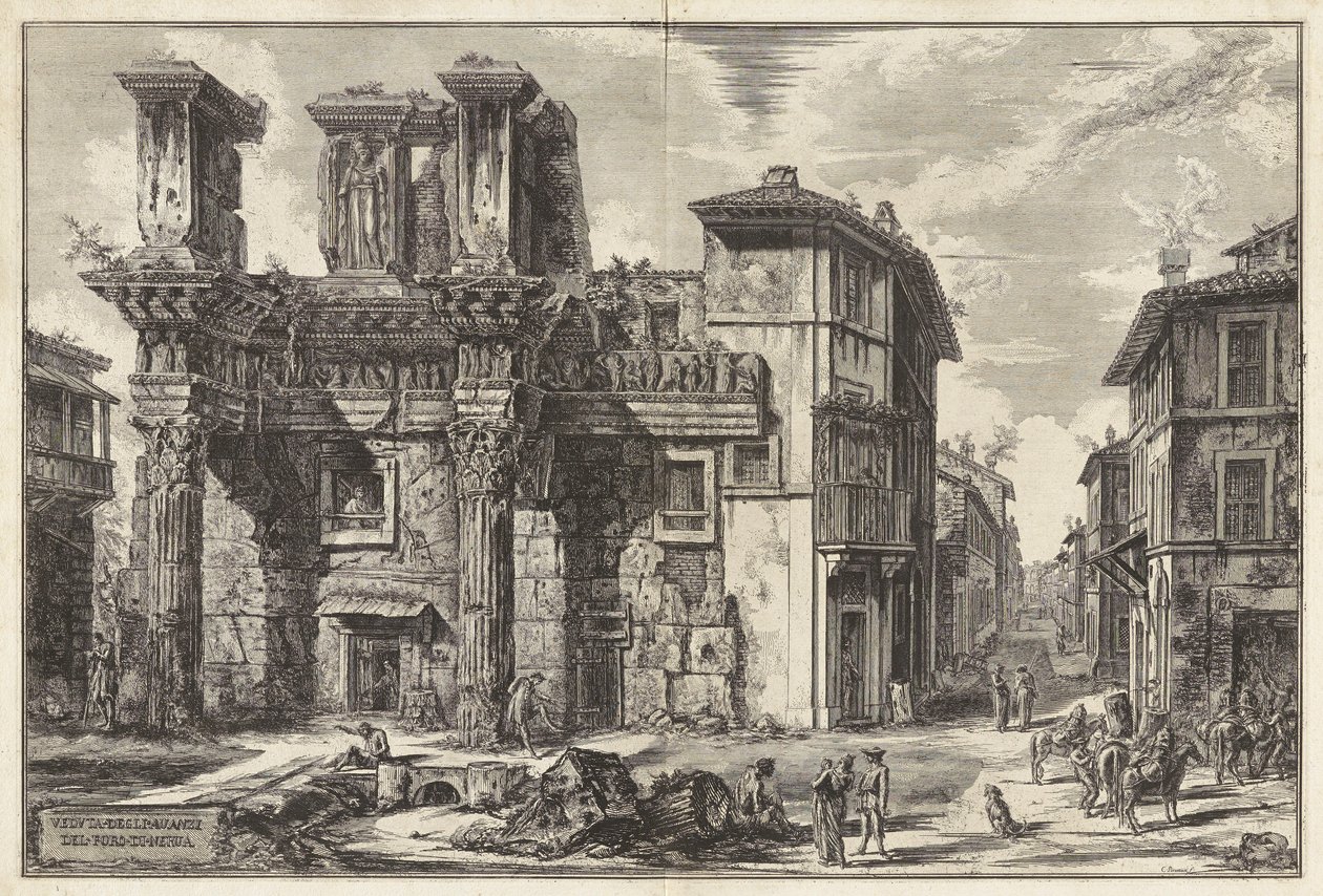 Vista dos restos do Fórum de Nerva, de Views of Rome de Giovanni Battista Piranesi