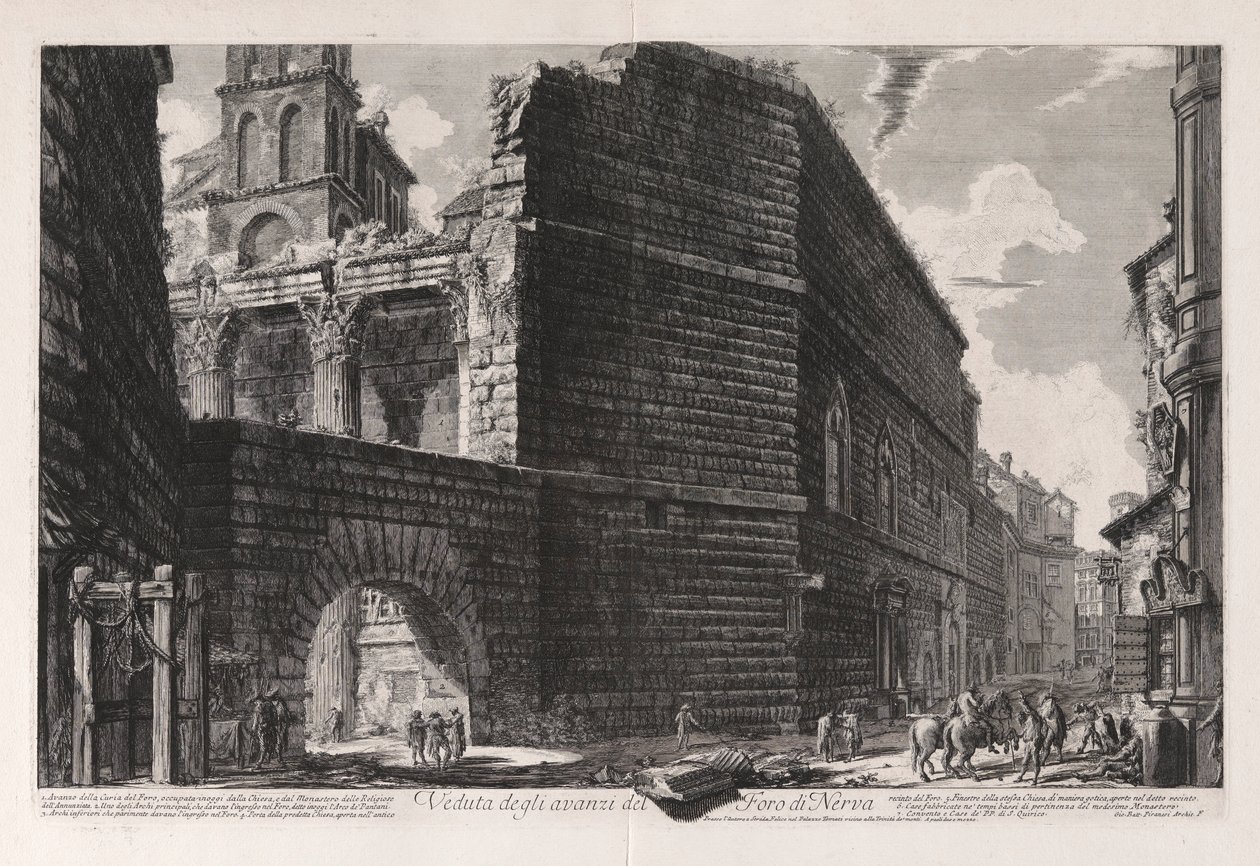 Vista dos restos mortais do Fórum de Nerva, de Views of Rome de Giovanni Battista Piranesi