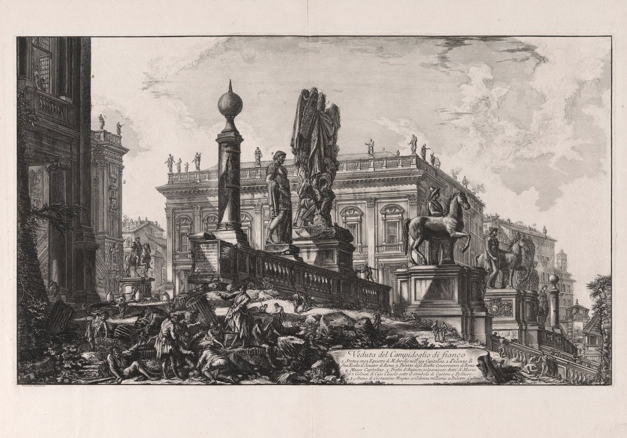 Vista do Campidoglio do lado, de Vedute di Roma (Vistas de Roma) de Giovanni Battista Piranesi