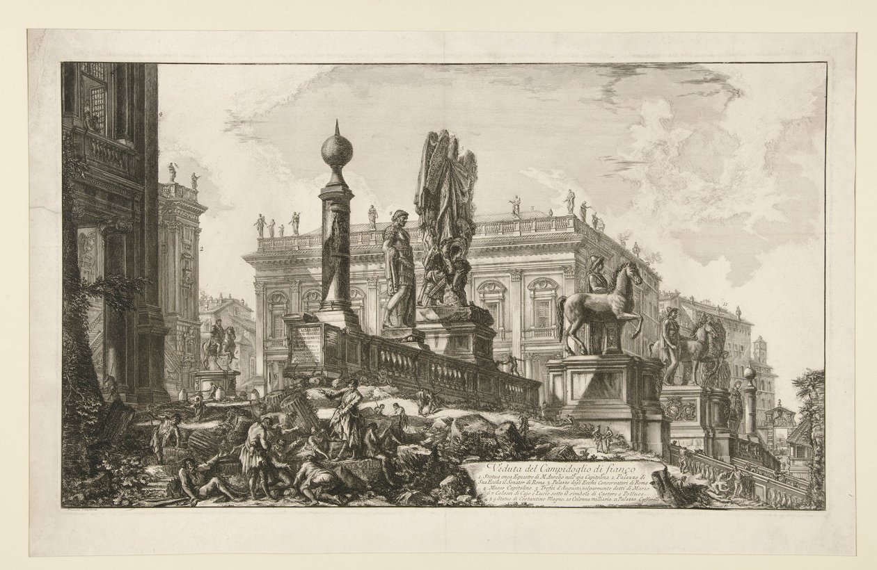 Vista do Campidoglio, de lado, de Vedute di Roma de Giovanni Battista Piranesi