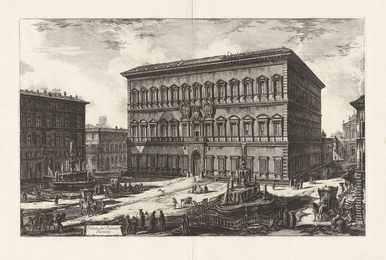 Vista do Palazzo Farnese (Vista do Palazzo Farnese), de Vedute di Roma (Vistas de Roma) de Giovanni Battista Piranesi
