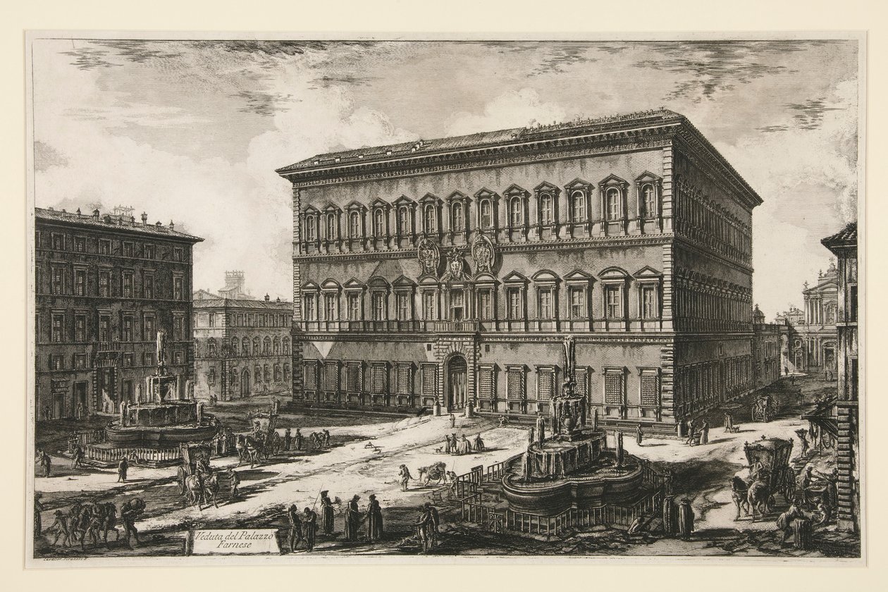 Vista do Palazzo Farnese, de Vedute di Roma de Giovanni Battista Piranesi