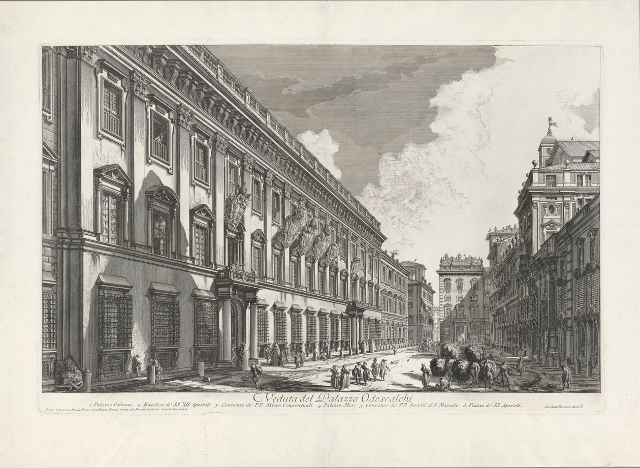 Vista do Palazzo Odescalchi, de Vedute di Roma de Giovanni Battista Piranesi