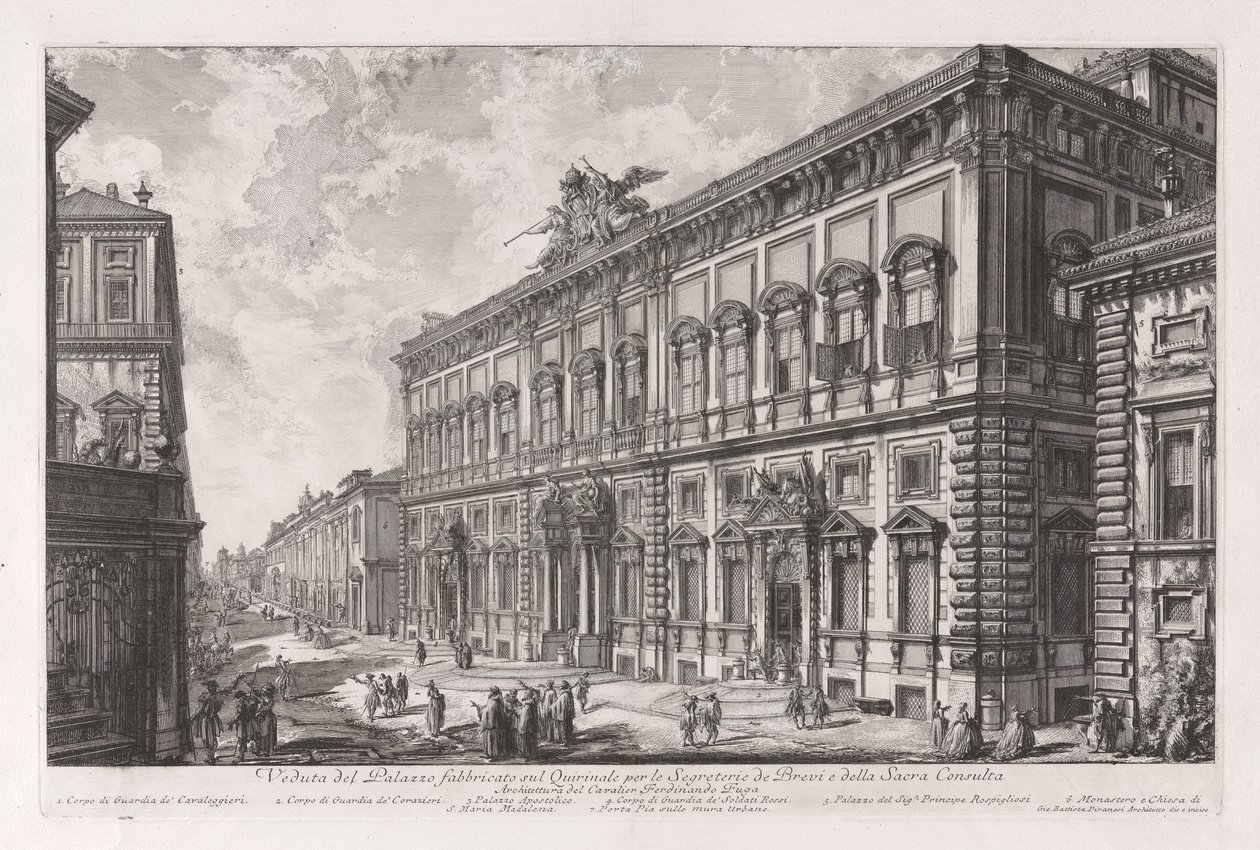 Vista do Palazzo Construído no Quirinal para o Secretário dos Breves e do Conselho Sagrado), de Vedute di Roma de Giovanni Battista Piranesi