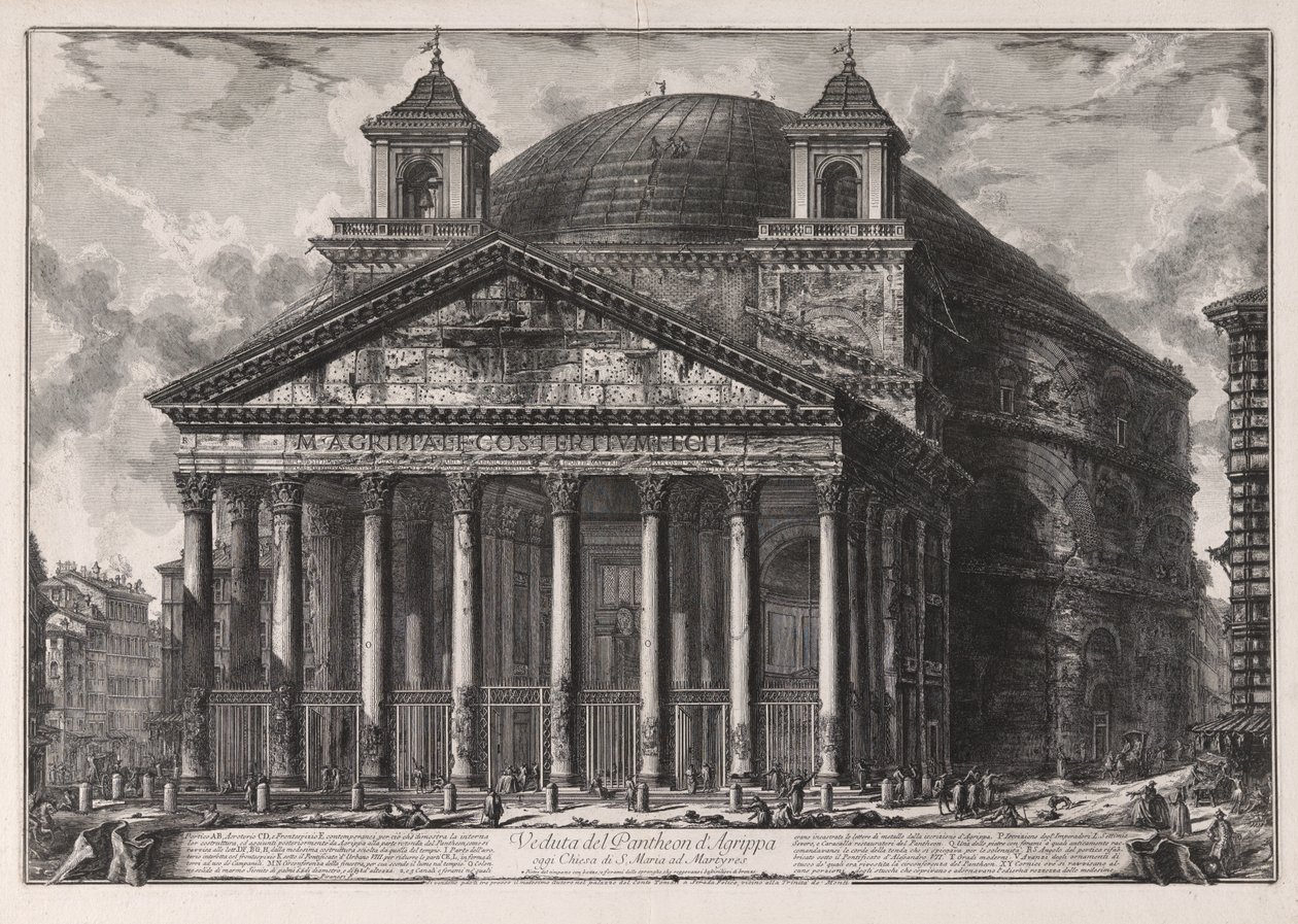 Vista do Panteão de Agripa, hoje igreja de Santa Maria ad Martyres [na realidade o Panteão de Adriano], de Vedute di Roma (Vistas de Roma) de Giovanni Battista Piranesi