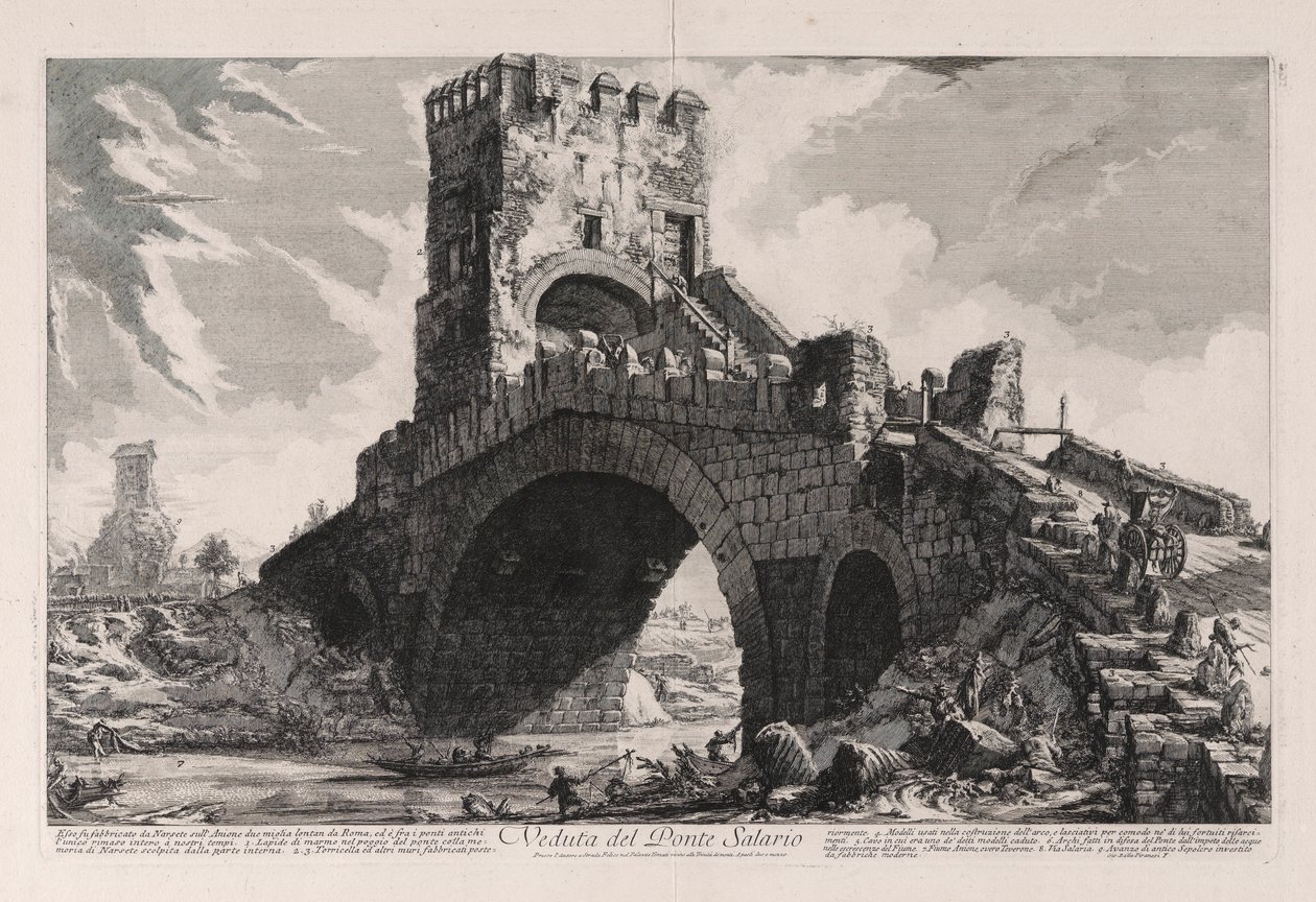 Veduta del Ponte Salario (Vista da Ponte Salario), de Views of Rome de Giovanni Battista Piranesi