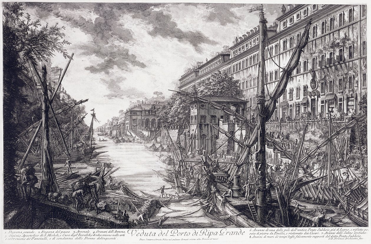 Vista do Porto de Ripa Grande, por volta de 1760 de Giovanni Battista Piranesi