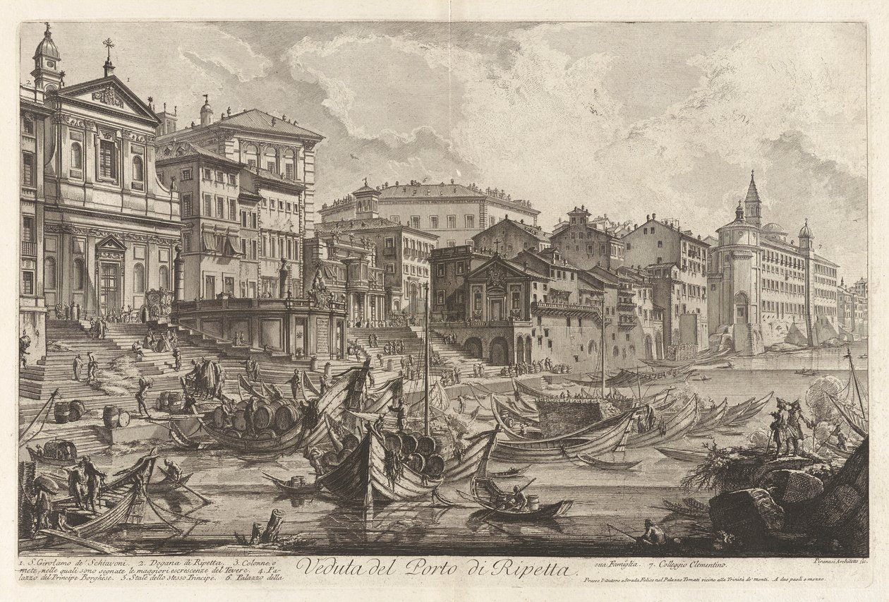 Veduta del Porto di Ripetta (Vista do Porto de Ripetta), de Vedute di Roma (Vistas de Roma) de Giovanni Battista Piranesi