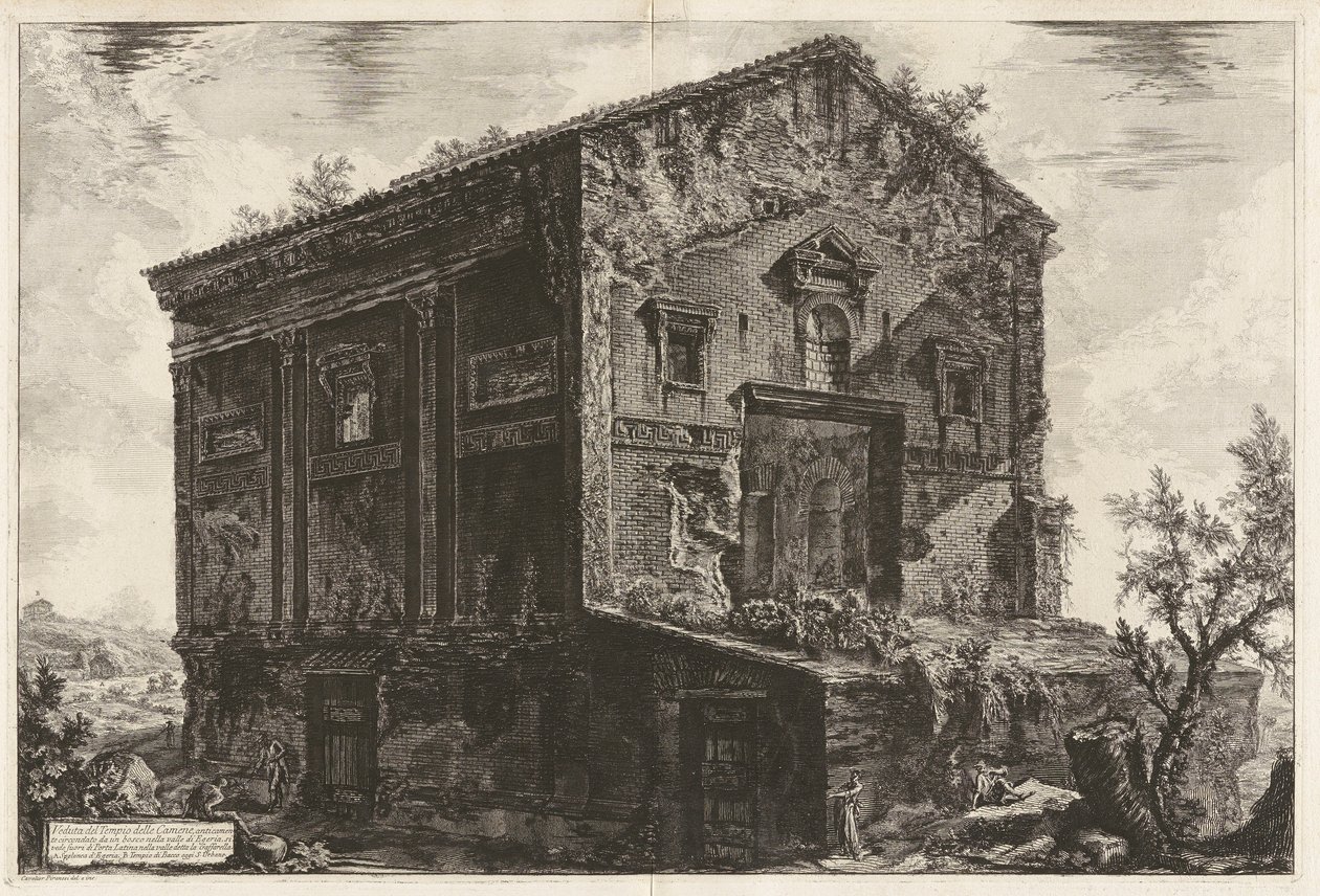 Vista do Templo do Cameno outrora rodeado por uma floresta no Vale de Egeria de Giovanni Battista Piranesi