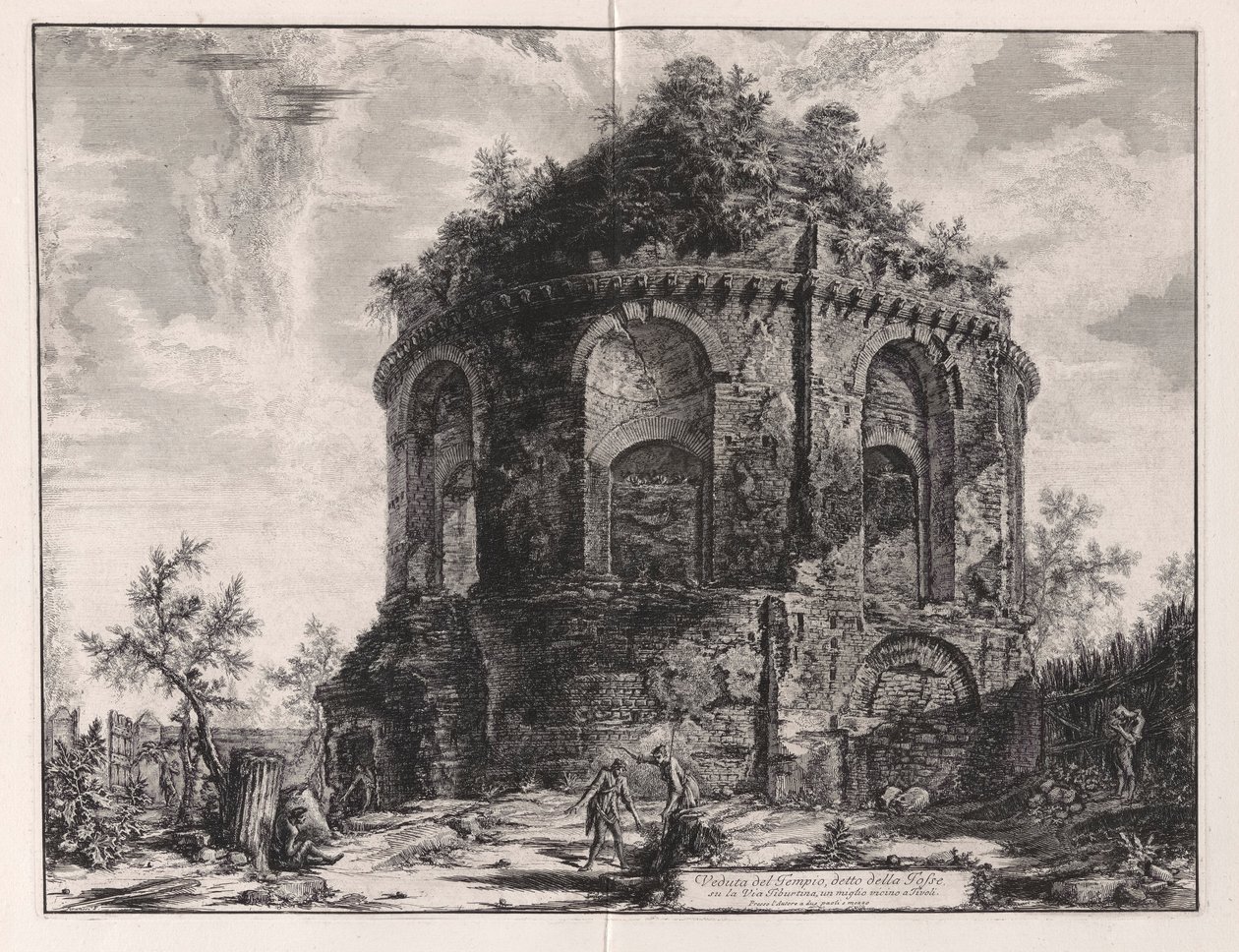 Vista do chamado Templo da Tosse na Via Tiburtina, a uma milha de Tivoli), de Vedute di Roma (Vistas de Roma) de Giovanni Battista Piranesi