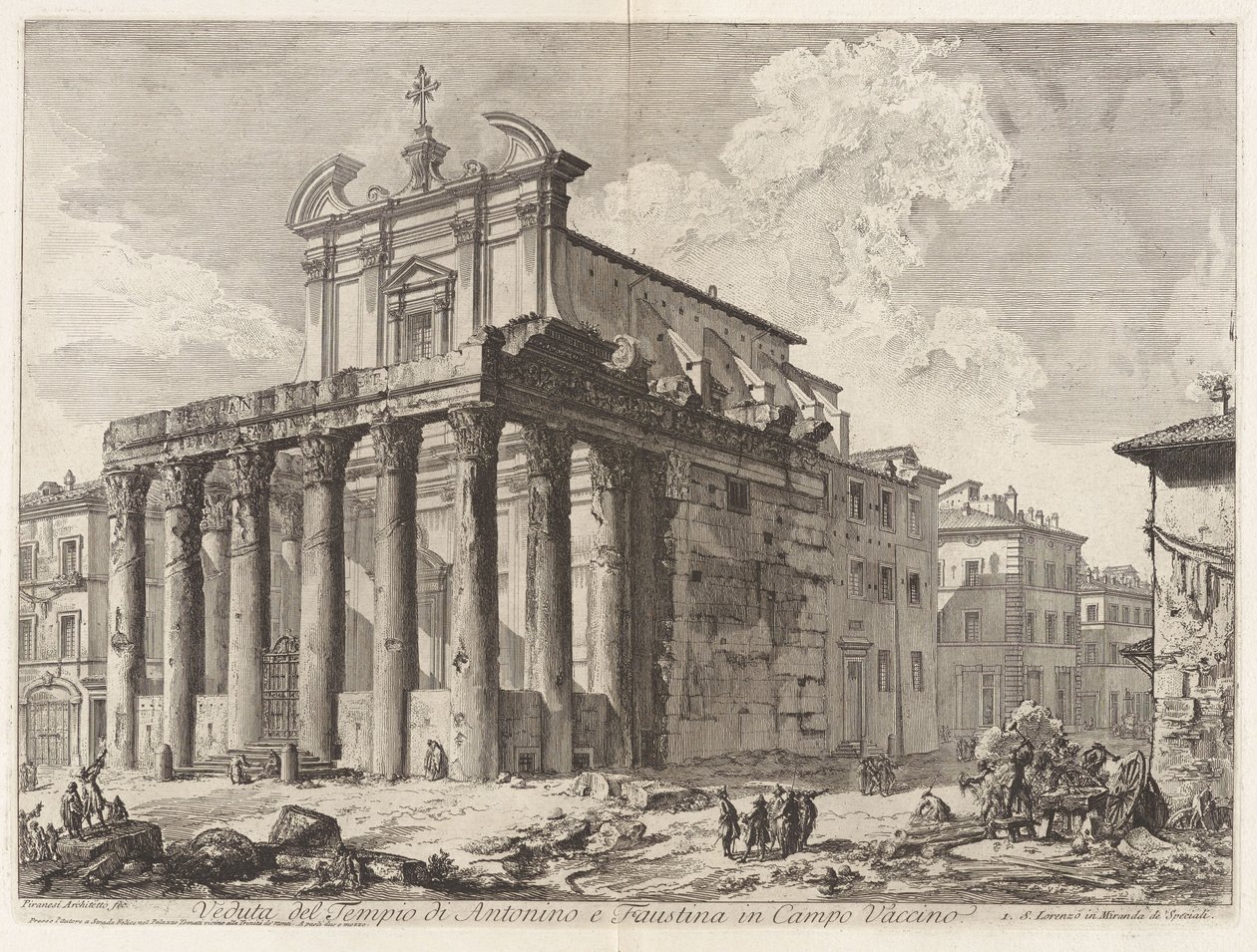 Vista do Templo de Antonino e Faustina no Campo Vaccino, de Vedute di Roma de Giovanni Battista Piranesi