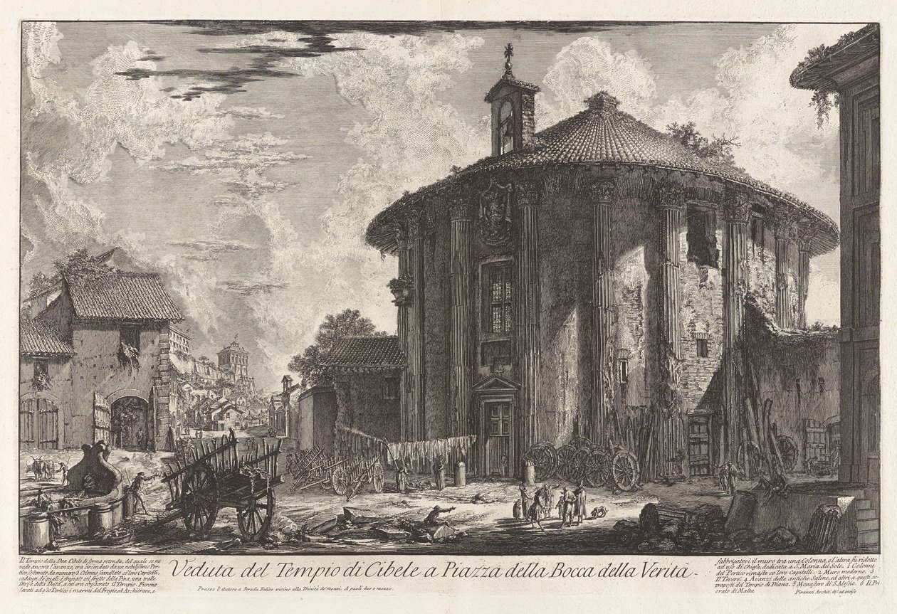 Vista do Templo de Cibele na Piazza da Bocca della Verit?, a partir de Views of Rome de Giovanni Battista Piranesi