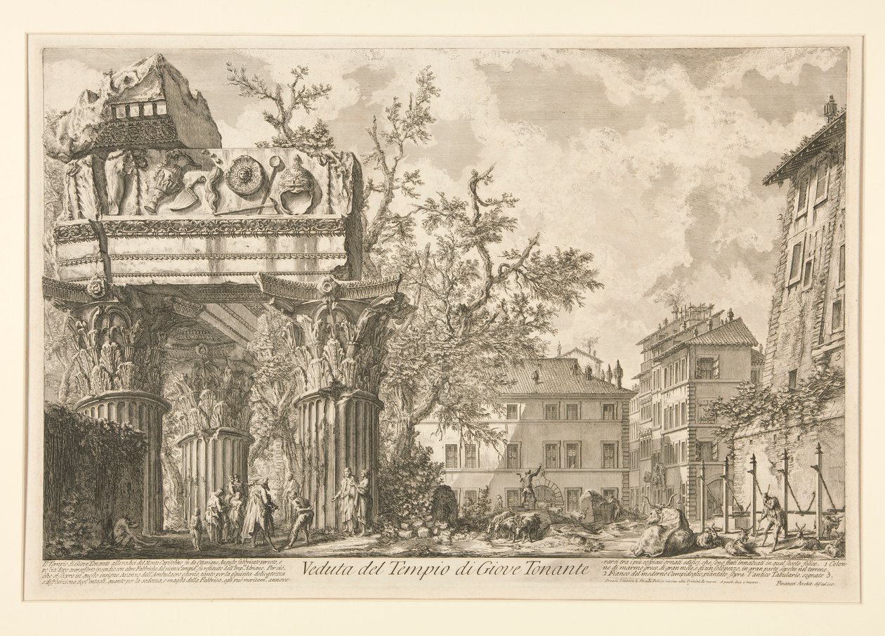 Vista do Templo de Júpiter Tonans [o Trovejador], de Views of Rome de Giovanni Battista Piranesi