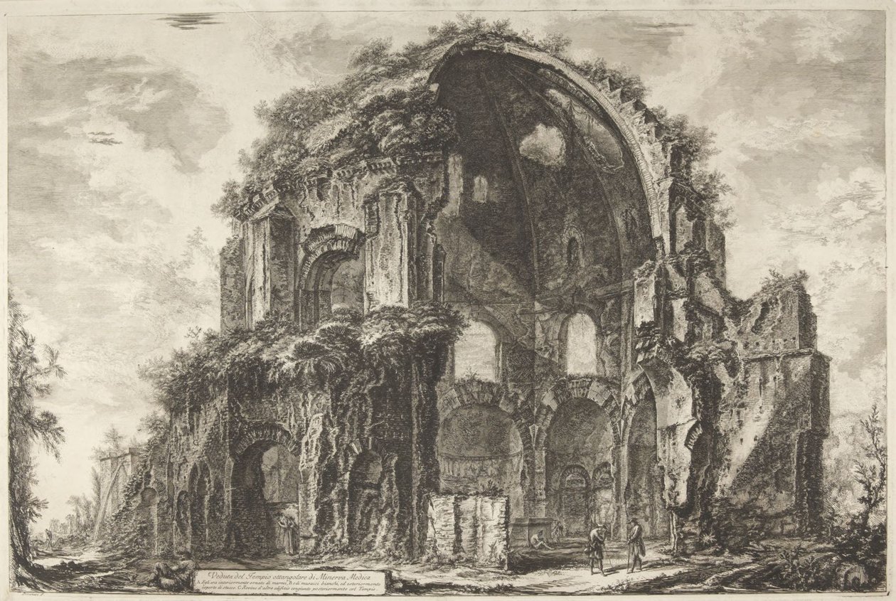 Vista do templo octogonal de Minerva Medica de Giovanni Battista Piranesi