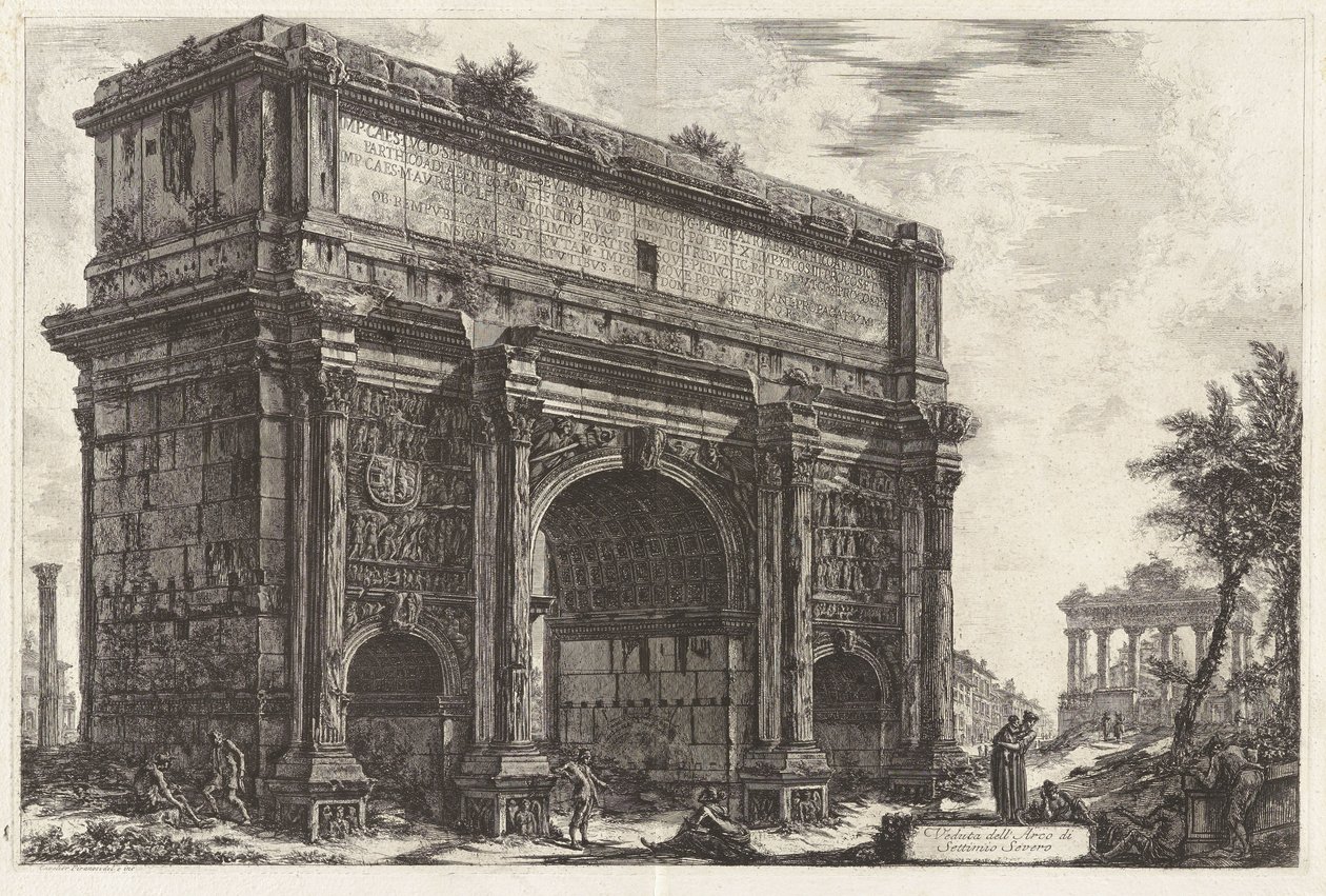 Vista do Arco de Septímio Severo, de Vedute di Roma de Giovanni Battista Piranesi