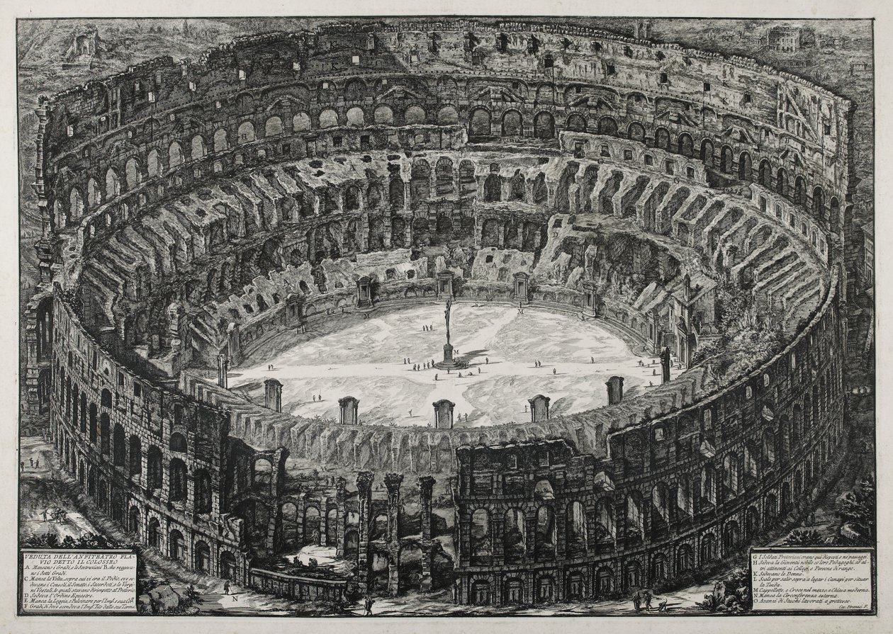 Vista do Anfiteatro Flaviano conhecido como Coliseu de Giovanni Battista Piranesi