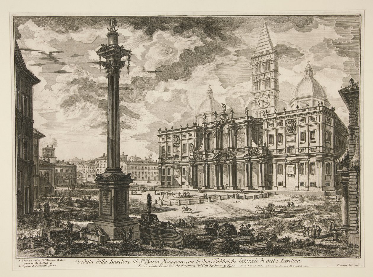 Vista da Basílica de Santa. Maria Maggiore com as duas fábricas laterais da referida Basílica (Vista da Basílica de S. Maria Maggiore com suas duas asas laterais), de Vedute di Roma de Giovanni Battista Piranesi