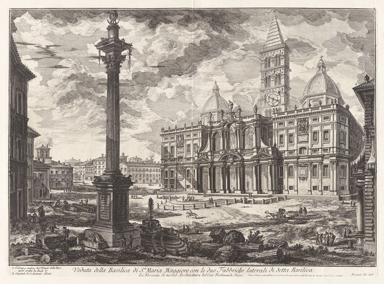 Vista da Basílica de S. ta Maria com as suas Duas Asas Flanqueadoras (Vista da Basílica de Santa Maria [Maggiore] com as suas Duas Asas Flanqueadoras), das Vistas de Roma de Giovanni Battista Piranesi
