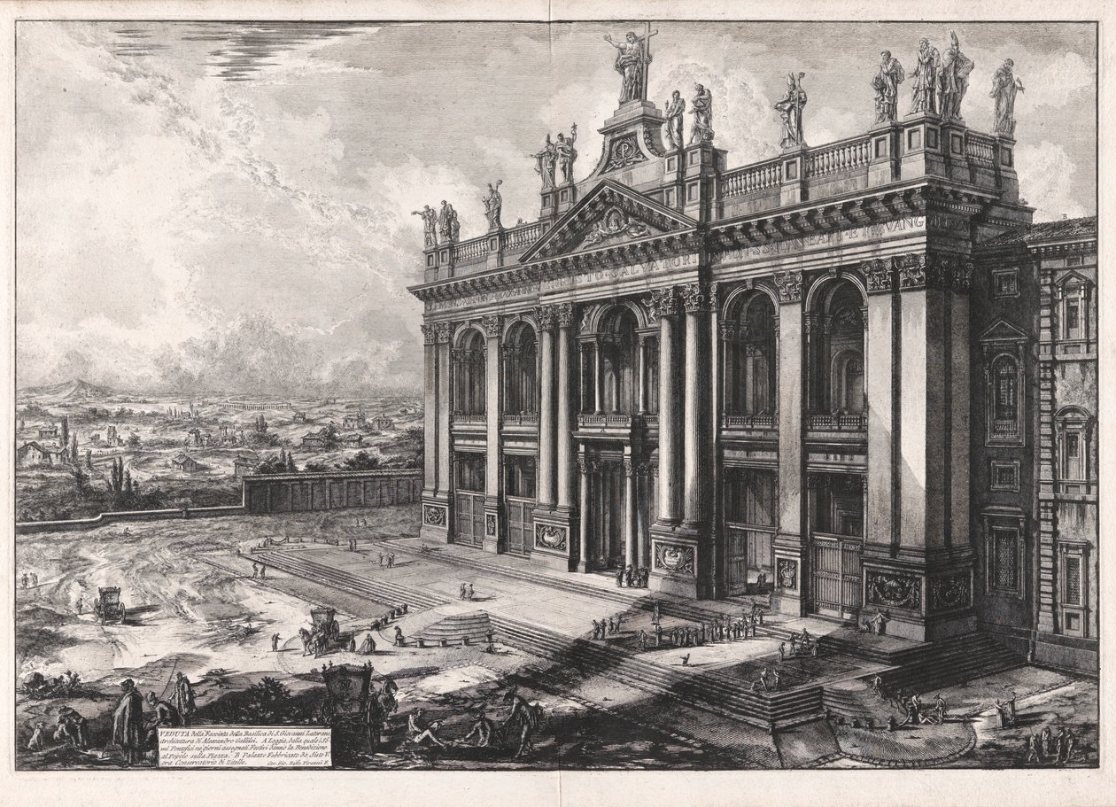 Vista da Fachada da Basílica de São João de Latrão de Giovanni Battista Piranesi