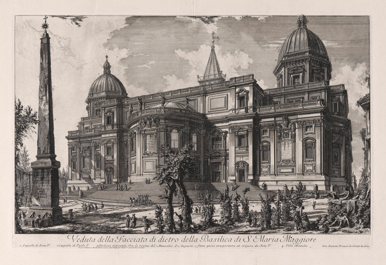 Veduta della Facciata di di dietro della Basilica di S. Maria Maggiore (Vista da Fa?ade ao fundo da Basílica de Santa Maria Maggiore), de Views of Rome de Giovanni Battista Piranesi