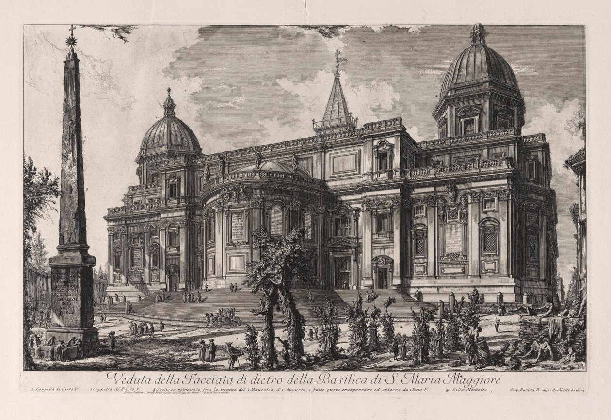 Vista da fachada traseira da Basílica de Santa Maria Maggiore, de Vedute di Roma (Vistas de Roma) de Giovanni Battista Piranesi