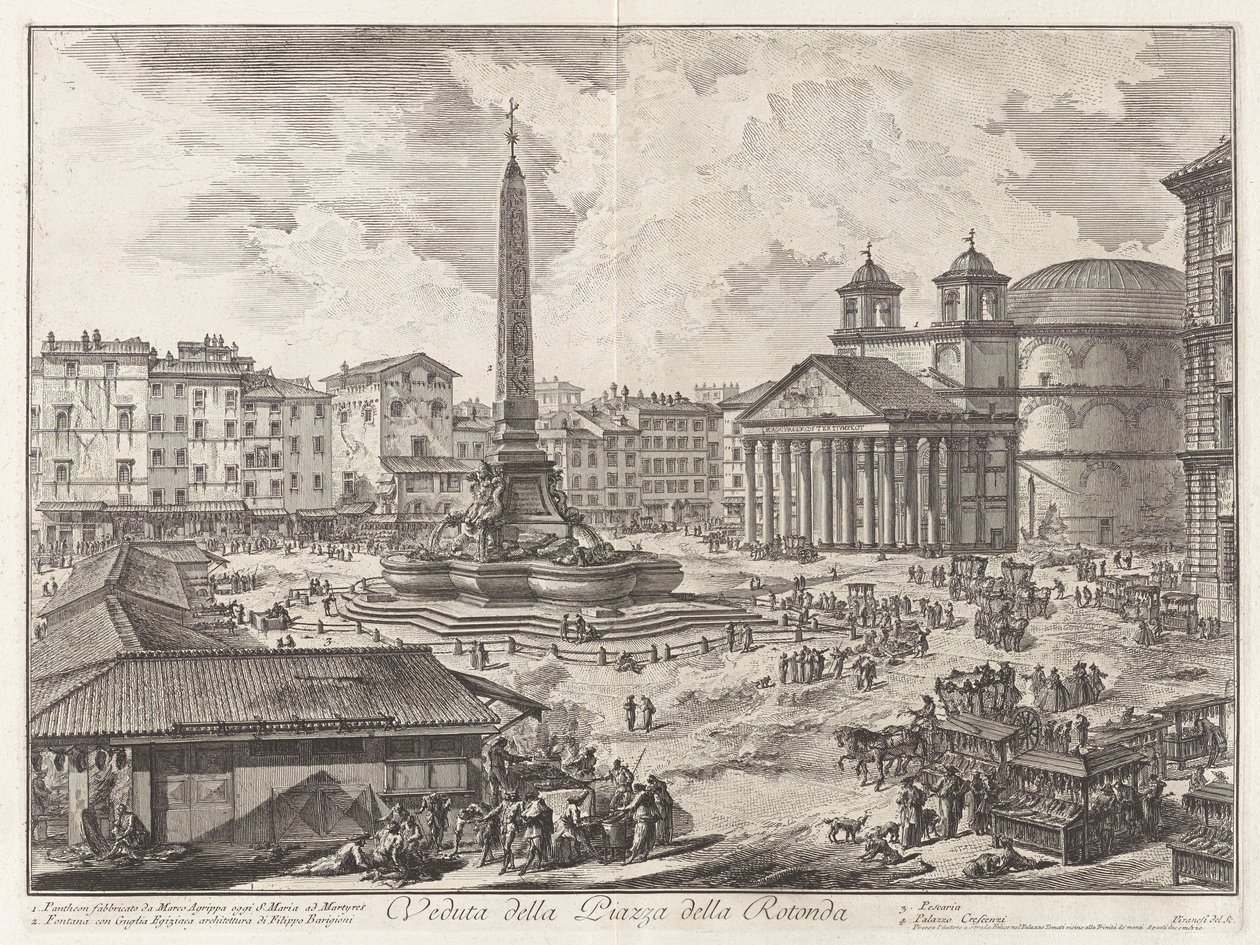 Veduta della Piazza della Rotunda (Vista da Piazza della Rotunda [com o Panteão ao fundo]), de Views of Rome de Giovanni Battista Piranesi