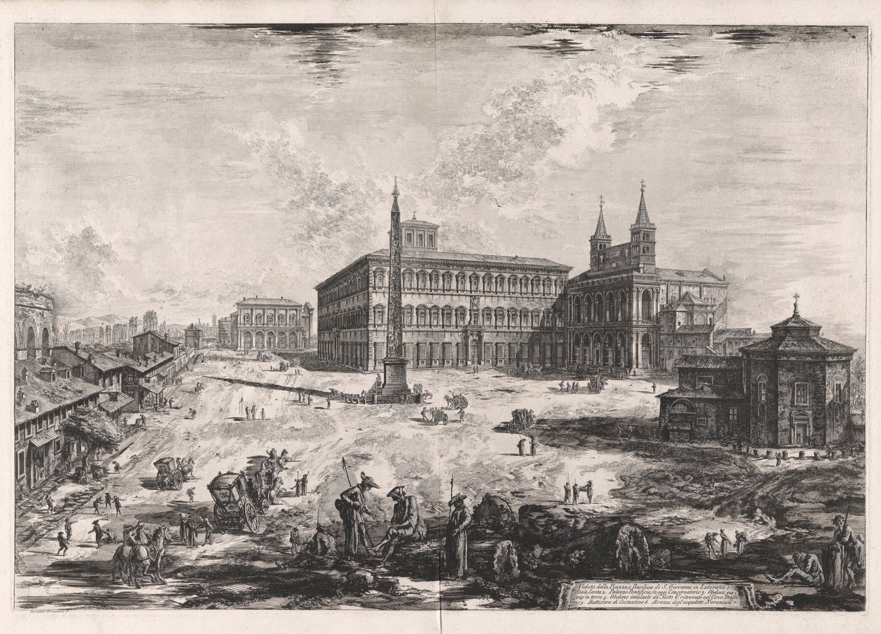 Veduta della Piazza, e Basílica de S. Giovanni em Laterano (Vista da Praça, e Basílica de San Giovanni em Laterano), de Views of Rome de Giovanni Battista Piranesi