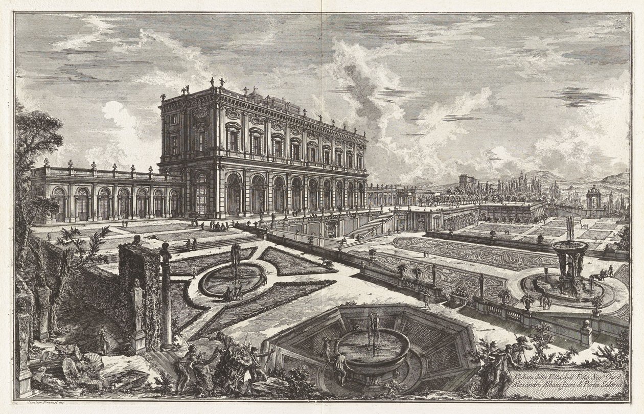 Vista da villa de Sua Eminência o Cardeal Alessandro Albani, fora da Porta Salaria, de Vedute di Roma (Vistas de Roma) de Giovanni Battista Piranesi