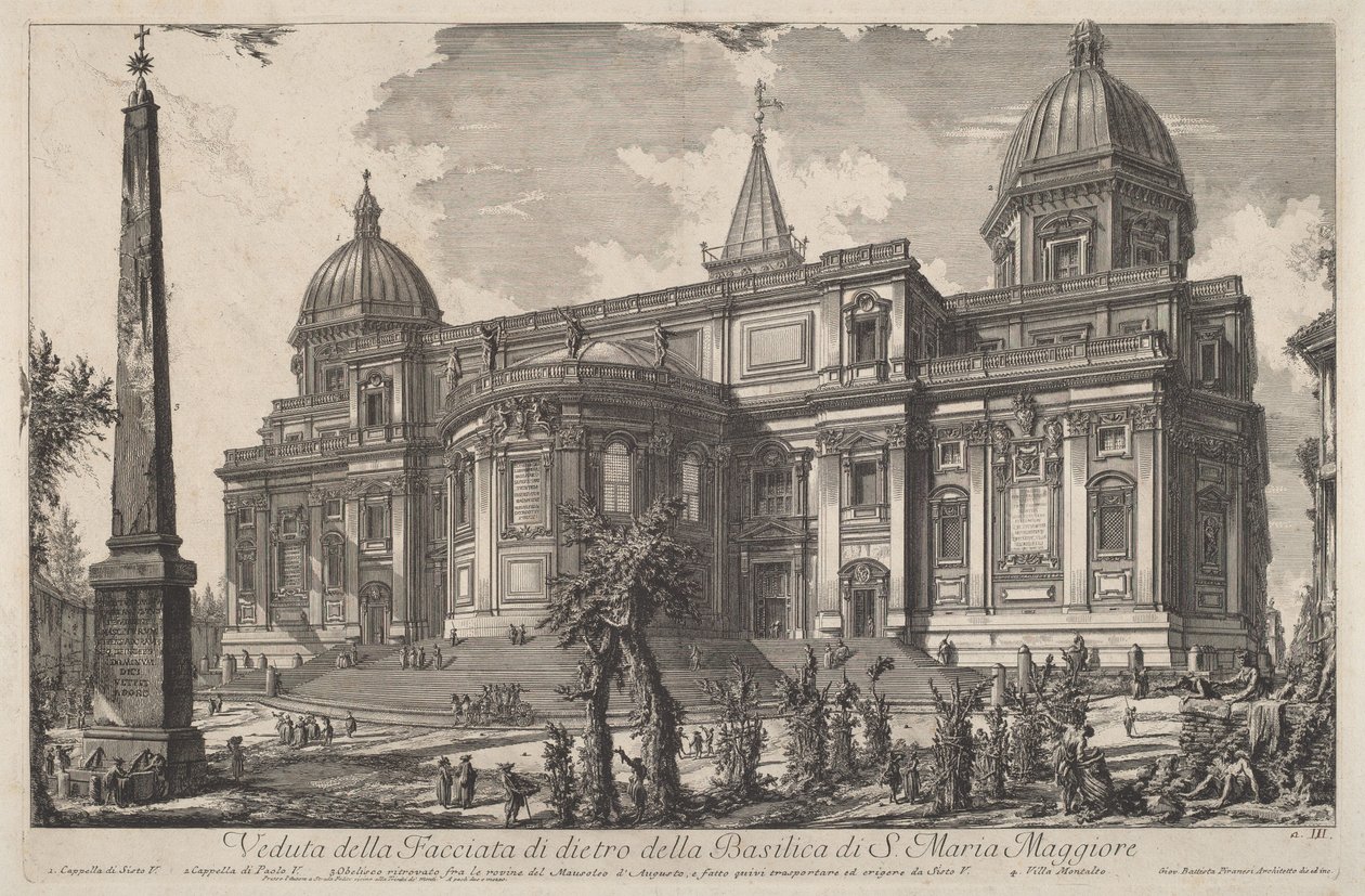 Vista da fachada traseira da Basílica de Santa Maria Maior de Giovanni Battista Piranesi