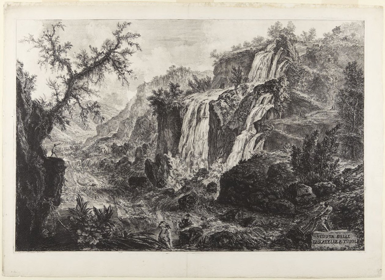 Vista das pequenas cascatas de Tivoli de Giovanni Battista Piranesi