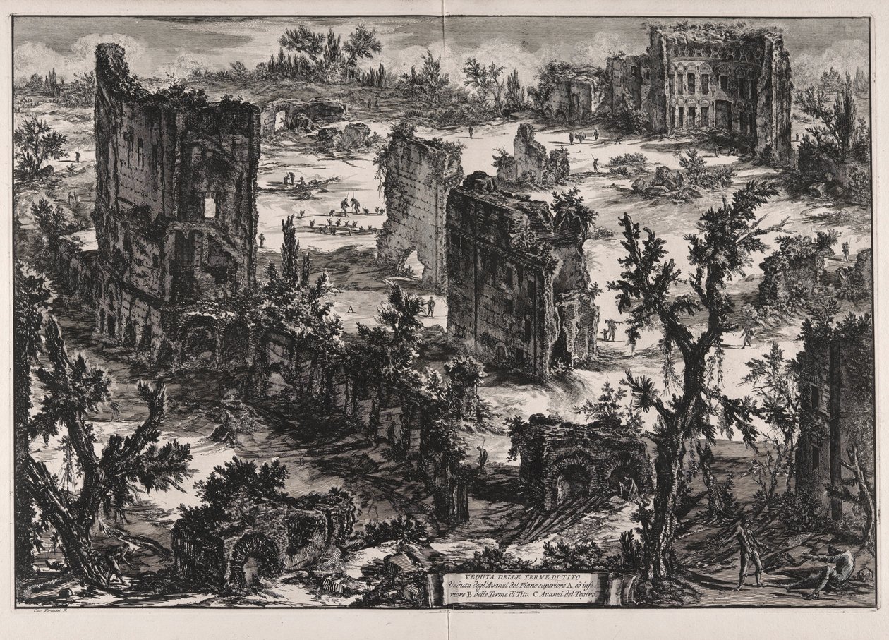 Veduta delle Terme di Tito (Vista das Termas de Tito), de Vedute di Roma (Vistas de Roma) de Giovanni Battista Piranesi