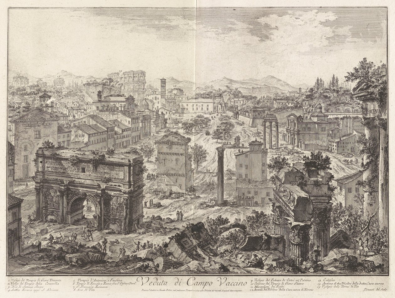 Veduta di Campo Vaccino (Vista do Campo Vaccino [o Forum Romanum, do Monte Capitolino]), de Vedute di Roma (Vistas de Roma) de Giovanni Battista Piranesi