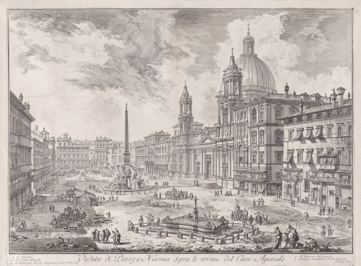 Vista da Piazza Navona sobre as ruínas do Circo Agonal, de Vedute di Roma (Vistas de Roma) de Giovanni Battista Piranesi