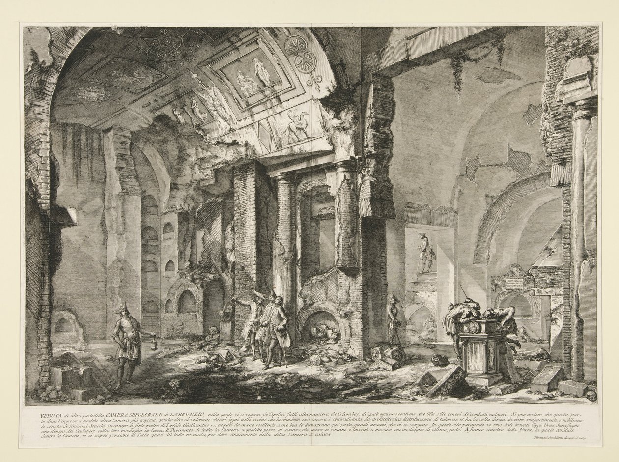 Vista de outra parte da câmara tumular de L. Arruntius, de Le Antichit? Romane de Giovanni Battista Piranesi