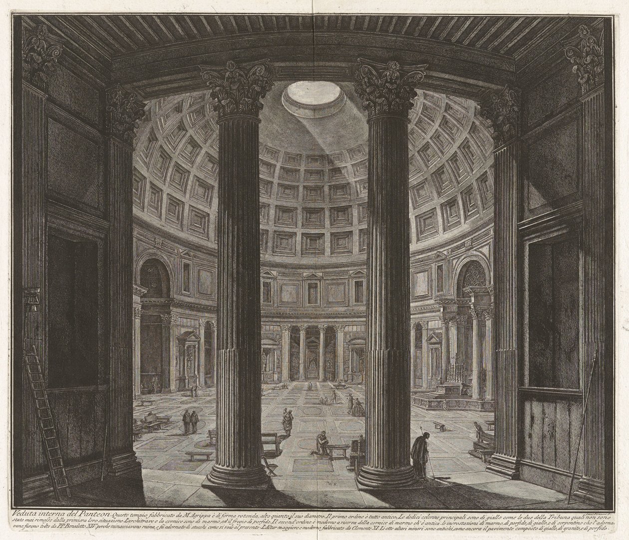 Vista interior do Panteão..., de «Vistas de Roma» de Giovanni Battista Piranesi