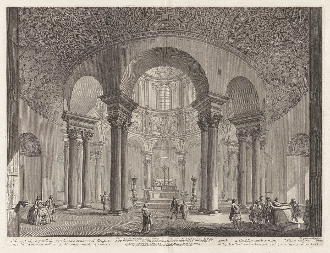 Vista interior do túmulo de Santa Costança, construído por Constantino, o Grande, e erradamente chamado Templo de Baco, hoje igreja da mesma santa de Giovanni Battista Piranesi